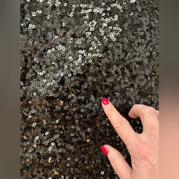 H&M Black Sequin Wrap Midi Dress M | Party Holiday Glam - Picture 16 of 16